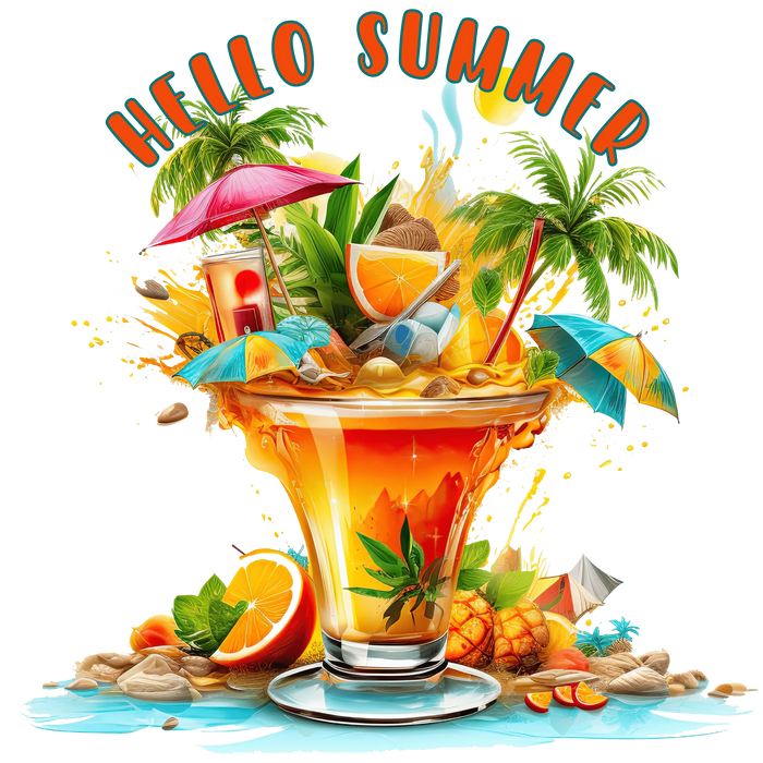 Hello Summer Design  Tropical Escape Collection pressed on a garment