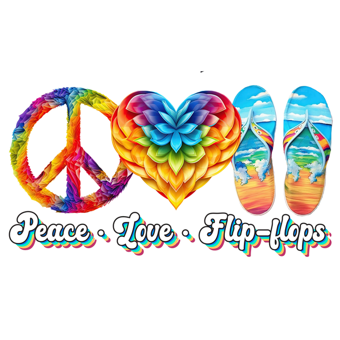 Peace Love Flip-Flops Design pressed on a garment