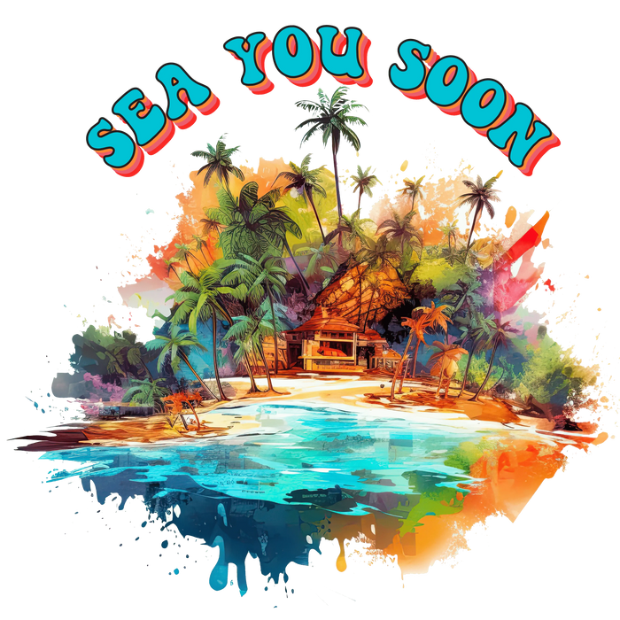 Sea You Soon Design pressed on a garment