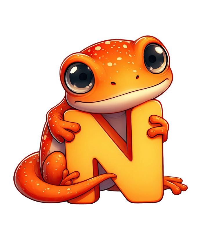 Animal Alphabet N Newt Design pressed on a garment