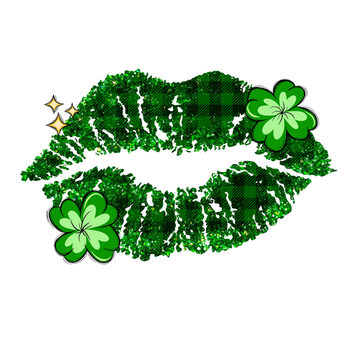 Lucky Lips St Patricks Day Design pressed on a garment