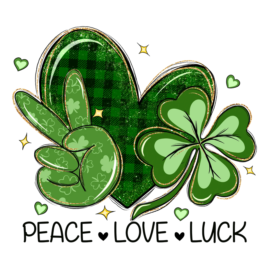 Peace Love Luck Saint Patrick's Day Design | DTF Dallas