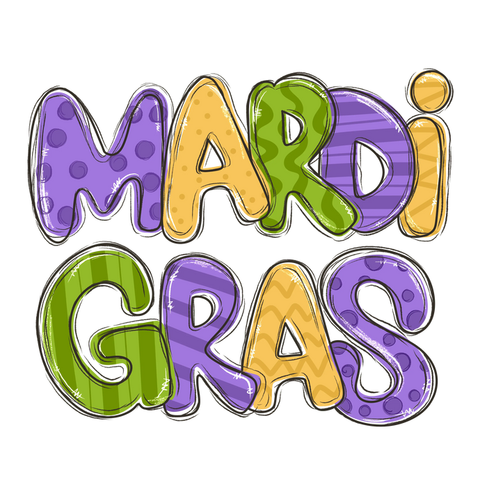 Mardi Gras Design pressed on a garment