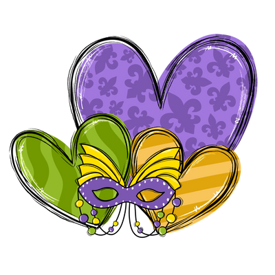 Mardi Gras Carnival Heart Design | DTF Dallas - DTF Dallas 