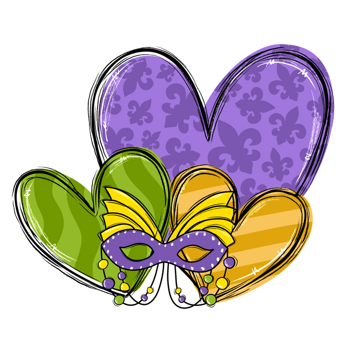 Mardi Gras Carnival Heart Design pressed on a garment