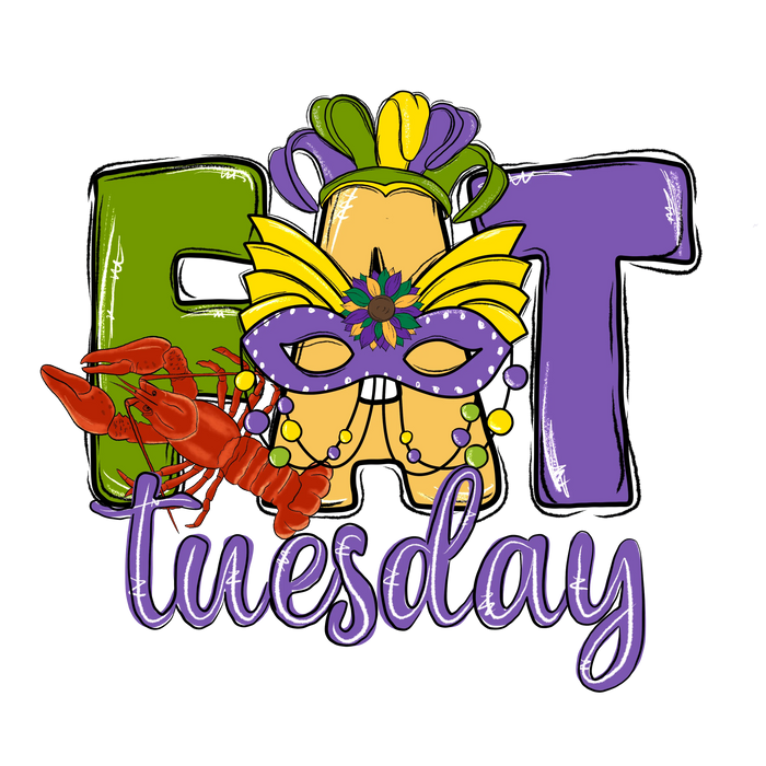 Fat Tuesday Mardi Gras Carnival Mask Design pressed on a garment