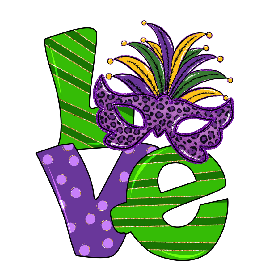 Fat Tuesday Love - Mardi Gras Carnival Design | DTF Dallas