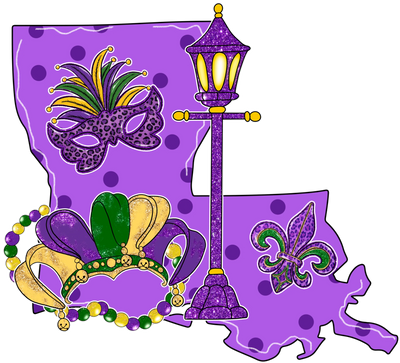 Mardi Gras Carnival Street Design - DTF Ready To Press - DTF Dallas 