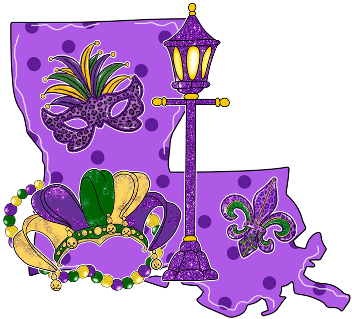 Mardi Gras Carnival Street Design pressed on a garment