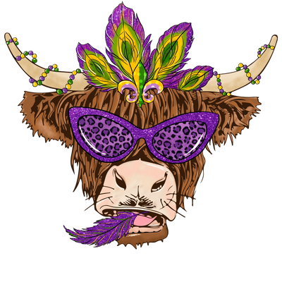 Mardi Gras Carnival Ox Design - DTF Ready To Press - DTF Dallas 