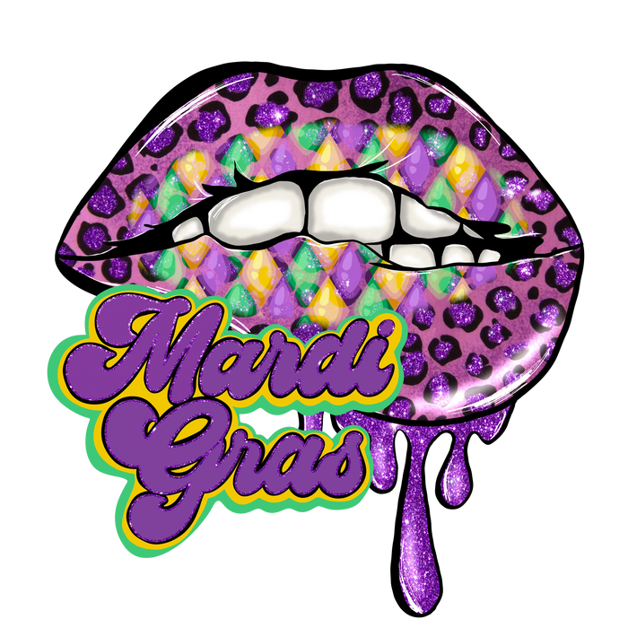 Fat Tuesday Mardi Gras Carnival Lips Design pressed on a garment