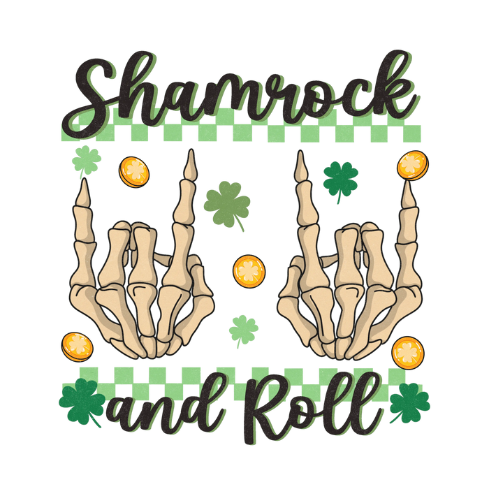 Shamrock and Roll Saint Patrick's Day Press V2 pressed on a garment