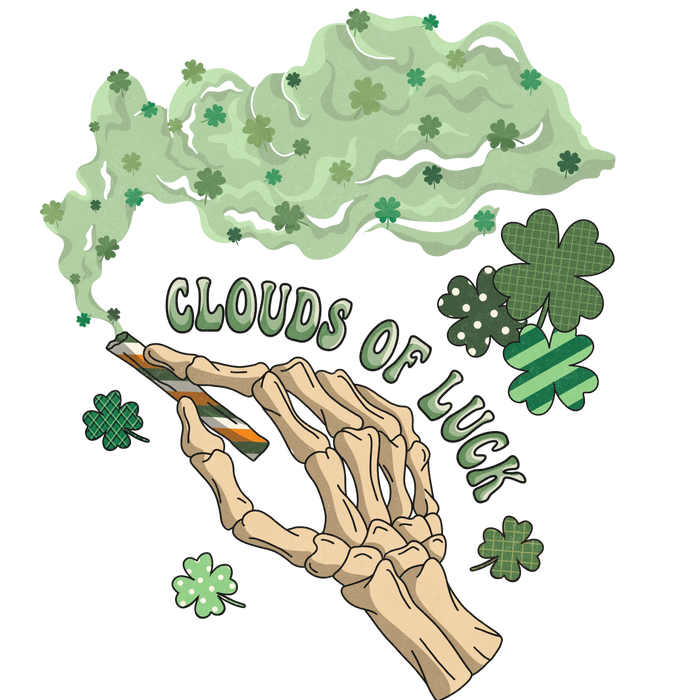 Clouds of Luck Saint Patrick's Day Design pressed on a garment