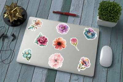 UV DTF - Watercolor Flowers PC Sticker Pack - DTF Dallas 