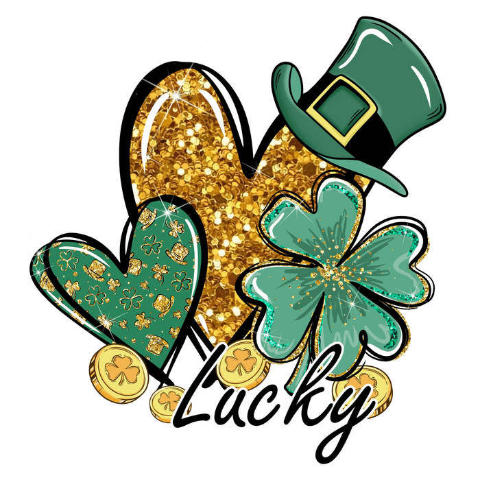 Lucky Heart St. Patrick’s Day DTF Press V1 pressed on a garment