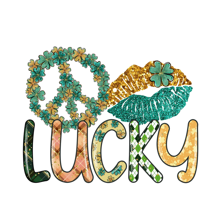 Lucky St Patrick's Peace Design pressed on a garment