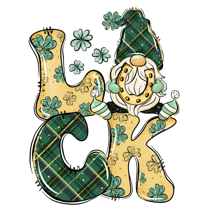 Luck Gnome Saint Patrick's Day Design pressed on a garment