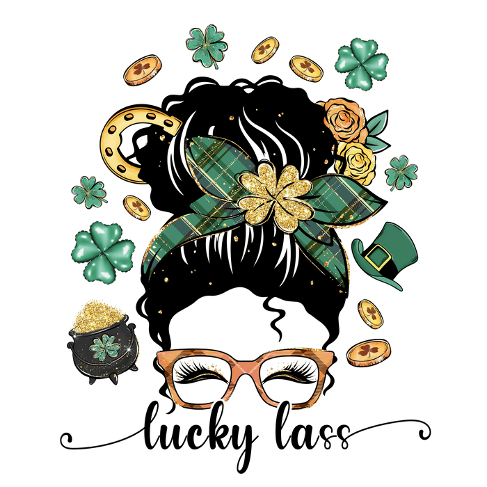Lucky Lass St Patrick's Day Design pressed on a garment