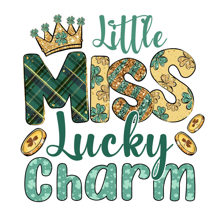 Little Miss Lucky Charm St. Patrick's Design pressed on a garment