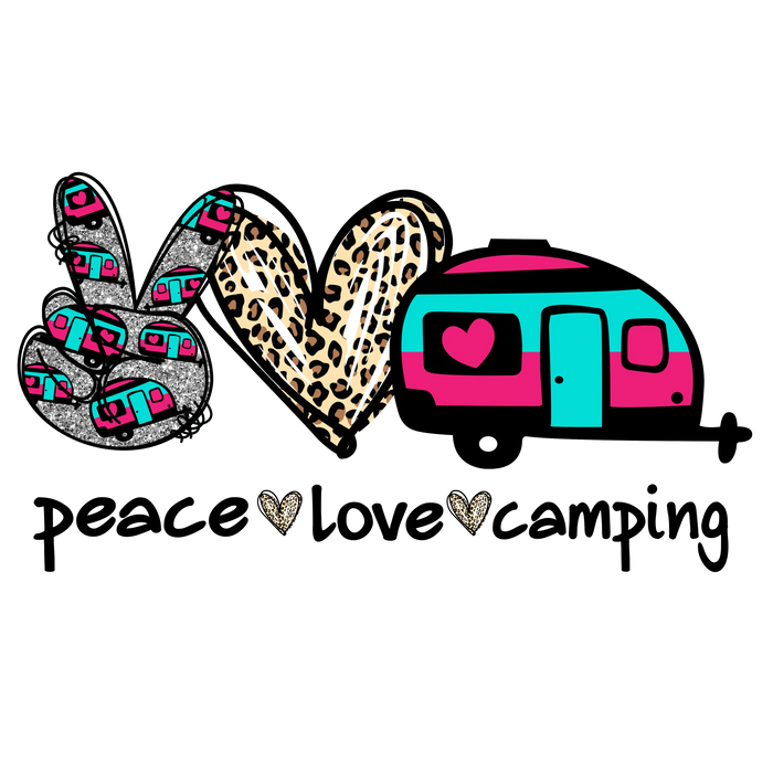 Peace Love Camping Design pressed on a garment