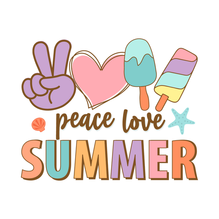 Peace Love Summer   Beach Day Collection pressed on a garment