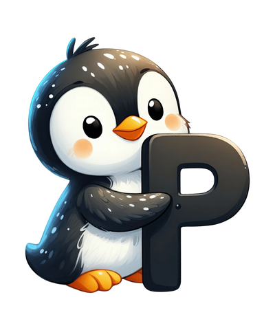 Animal Alphabet P Penguin Design - DTF Ready To Press - DTF Dallas 