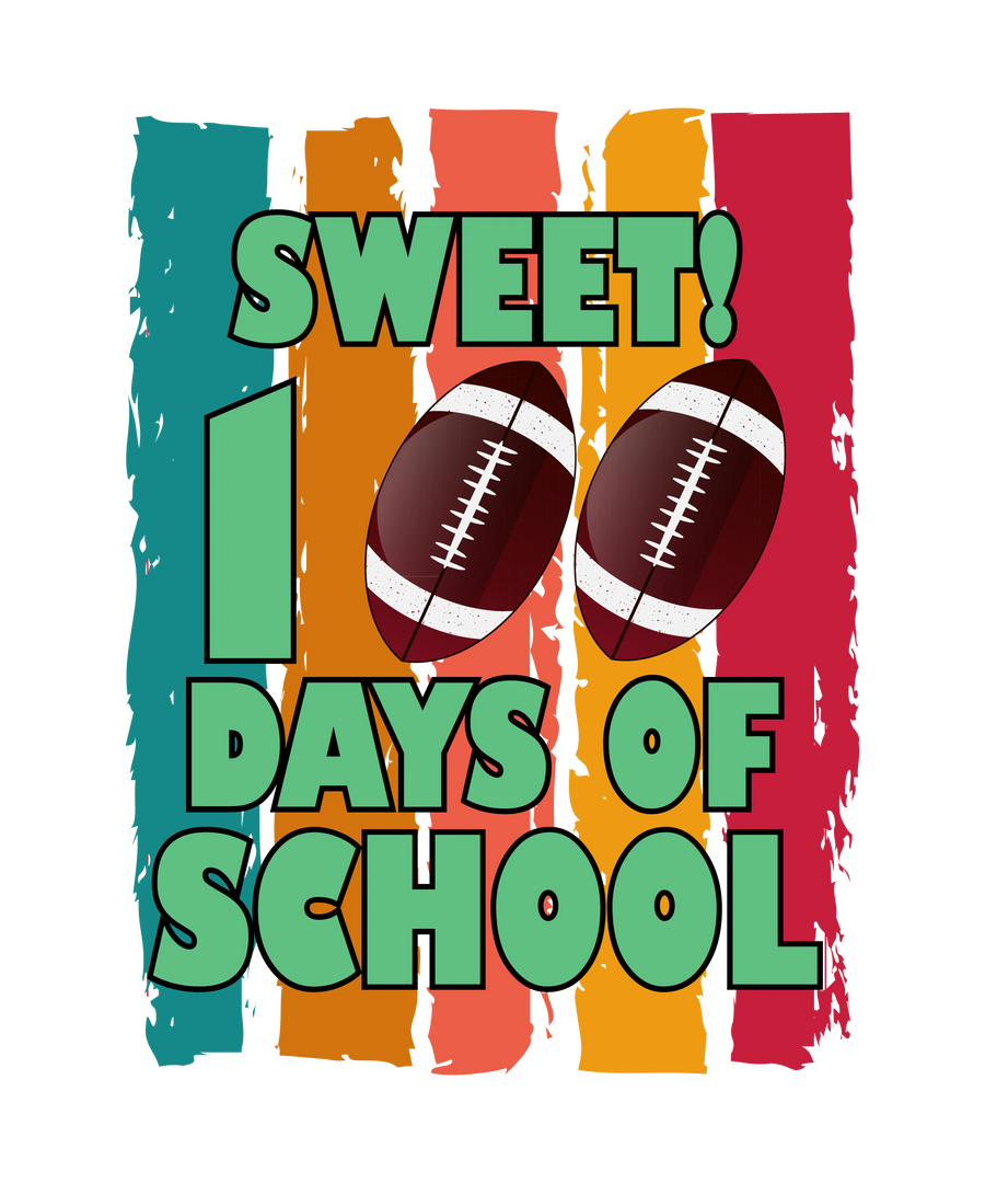 Sweet 100 Days of School Football Design | DTF Dallas