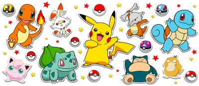 UV DTF 16 Oz Libbey Glass Cup Wrap - Pokemon Pikachu Charmander Squirtle Bulbasaur - DTF Dallas 