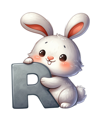 Animal Alphabet R Rabbit Design - DTF Ready To Press - DTF Dallas 