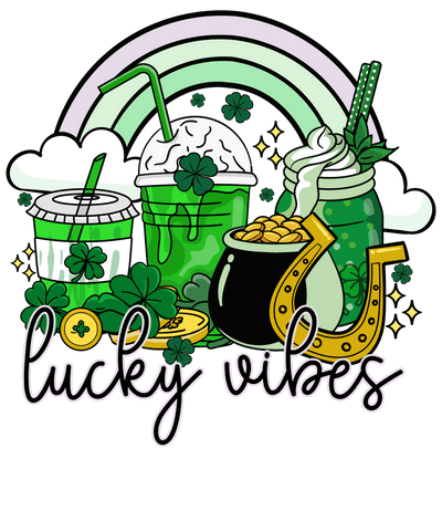 Lucky Vibes - Saint Patrick's Rainbow Design | DTF Dallas - DTF Dallas 