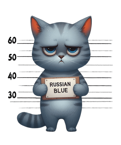 Russian Blue Cat Design - DTF Ready To Press - DTF Dallas 