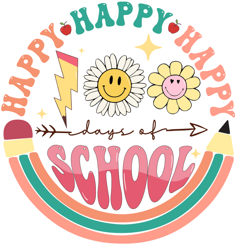 Happy 100 Days of School DTF-Ready Press (V3) | DTF Dallas