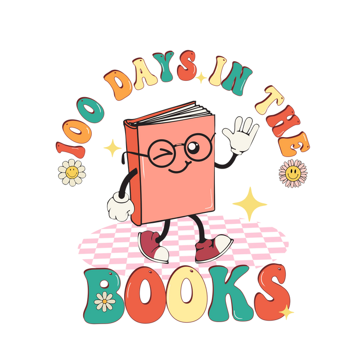 100 Days In The Books Design pressed on a garment