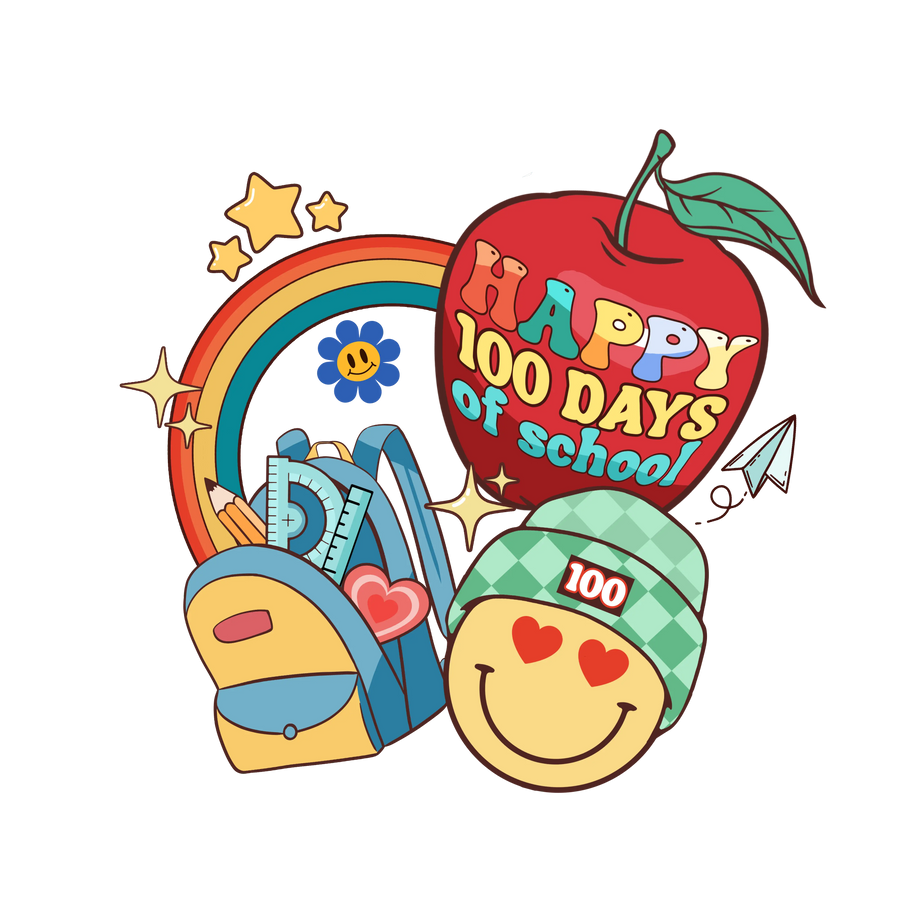 Happy 100 Days of School DTF-Ready Press (V2) | DTF Dallas