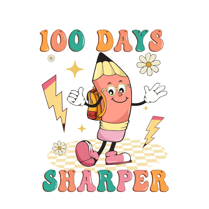 100 Days Sharper Design pressed on a garment