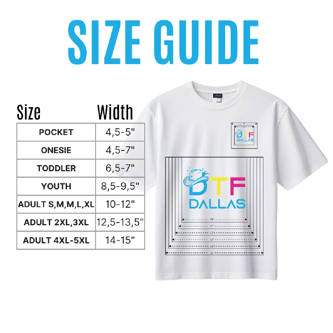 DTF Transfers by Size - DTF Dallas 