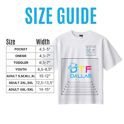 DTF Transfers by Size - DTF Dallas 