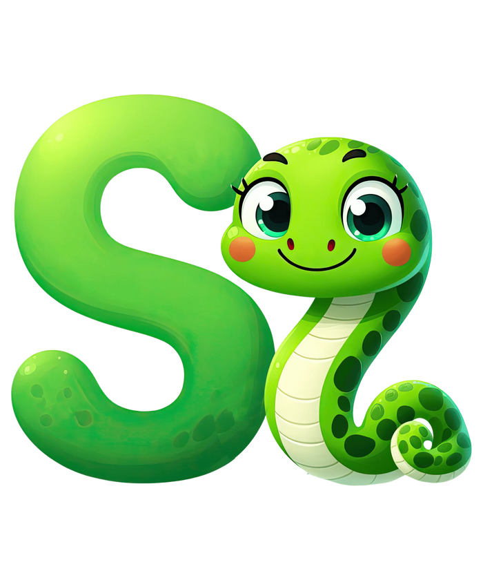 Animal Alphabet S Snake Design pressed on a garment