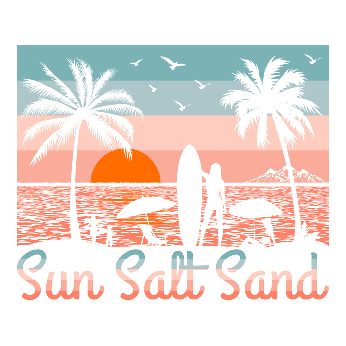 Sun Salt Sand Summer DTF Ready Press Sand & Sun Collection pressed on a garment