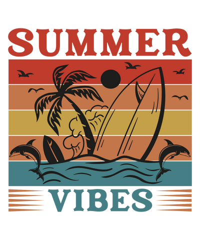 Colorful Summer Vibes Design - DTF Ready To Press - DTF Dallas 