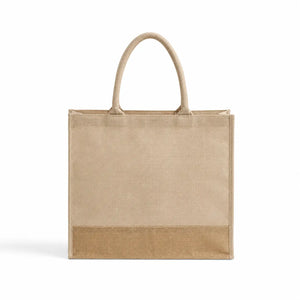 Large Reusable Jute Blend Tote Bags Burlap Accents and Full Gusset - TJ913 - DTF Dallas 