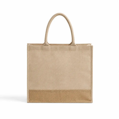 Large Reusable Jute Blend Tote Bags Burlap Accents and Full Gusset - TJ913 - DTF Dallas 