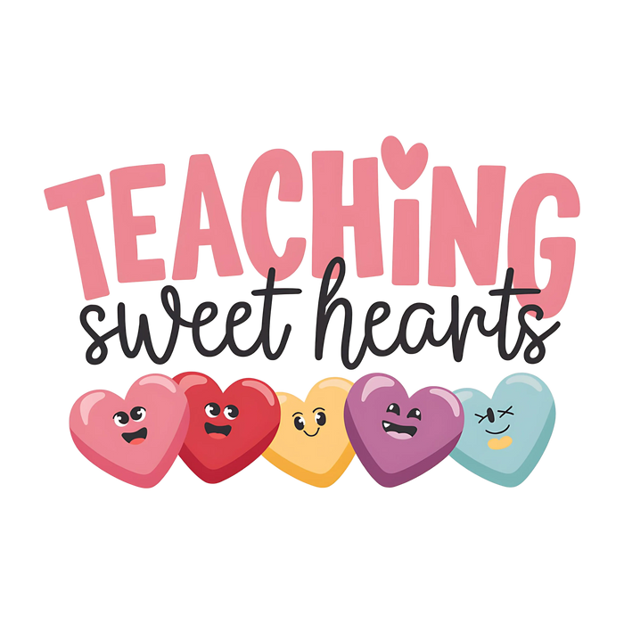 Teaching Sweet Heart Teacher Design pressed on a garment