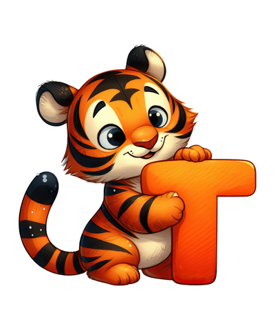 Animal Alphabet T Tiger Design - DTF Ready To Press - DTF Dallas 