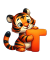 Animal Alphabet T Tiger Design - DTF Ready To Press