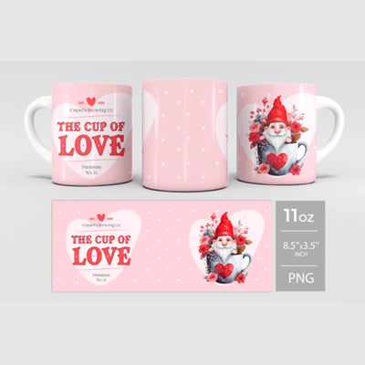 UV DTF 11 oz Mug Wrap - Valentine's Day Gnome | DTF Dallas - DTF Dallas 