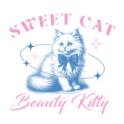 Sweet Cat Beauty Kitty Design - DTF Ready To Press - DTF Dallas 