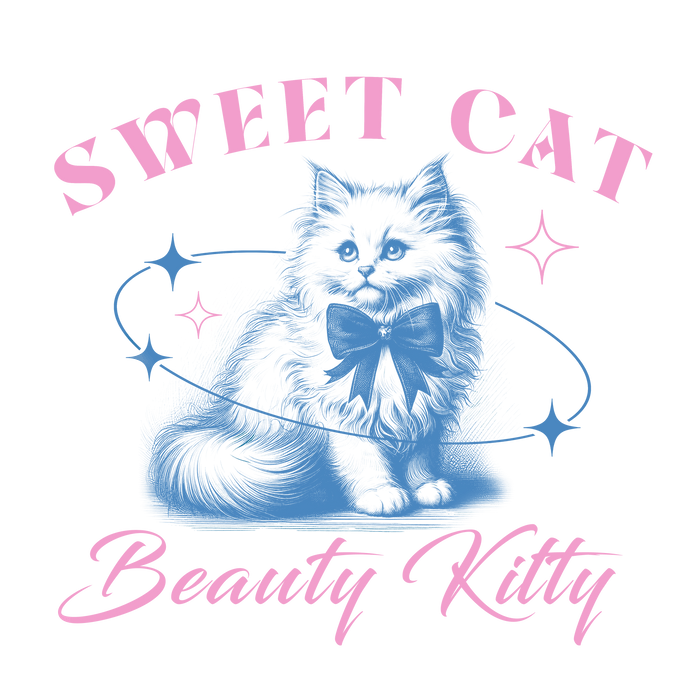 Sweet Cat Beauty Kitty Design pressed on a garment
