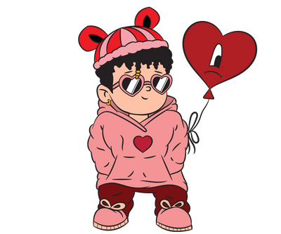 Bad Bunny Valentine's Day Heart Design | DTF Dallas - DTF Dallas 