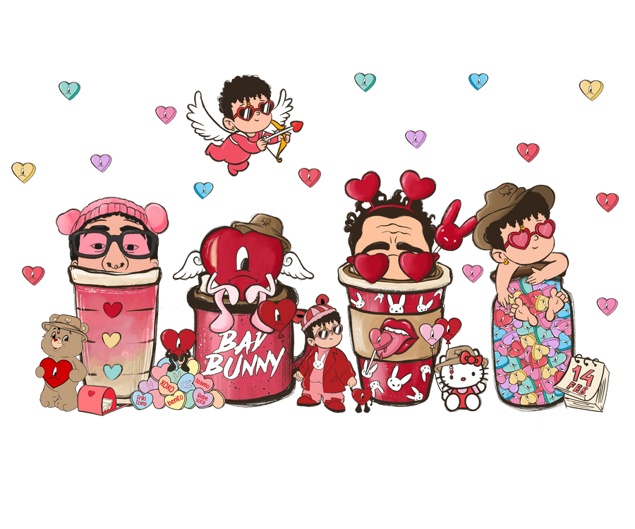 Bad Bunny Valentine's Day Coffee Design | DTF Dallas